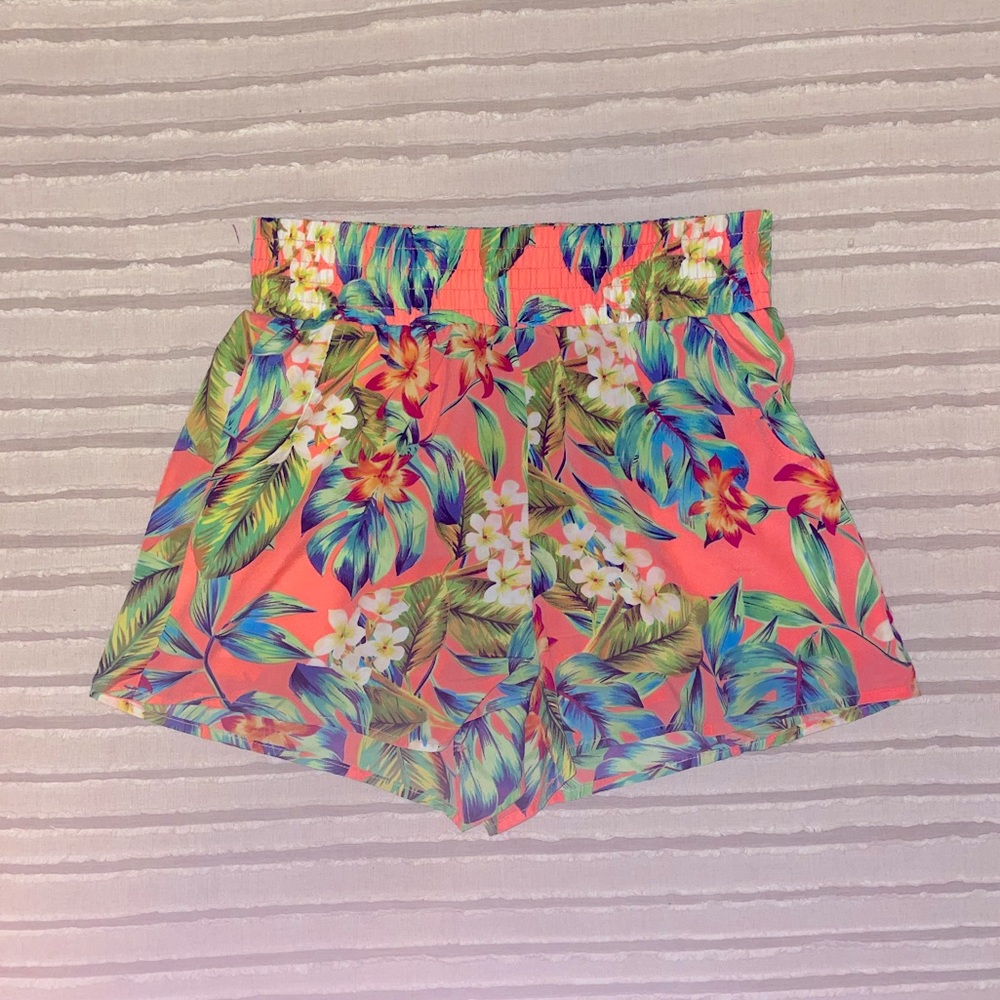 Hawaiian Print Satin Shorts